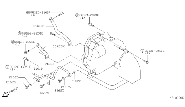 1999 Nissan Sentra Auto Transmission,Transaxle & Fitting Diagram 6