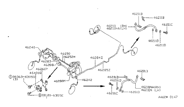 1996 Nissan Sentra Brake Piping & Control Diagram 2