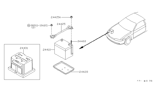1998 Nissan 240SX Battery & Battery Mounting Diagram