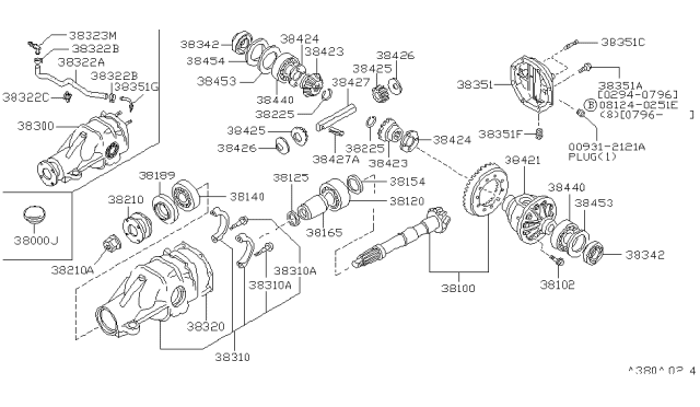 1995 Nissan 240SX Cover-Rear,Final Drive Diagram for 38351-43M70