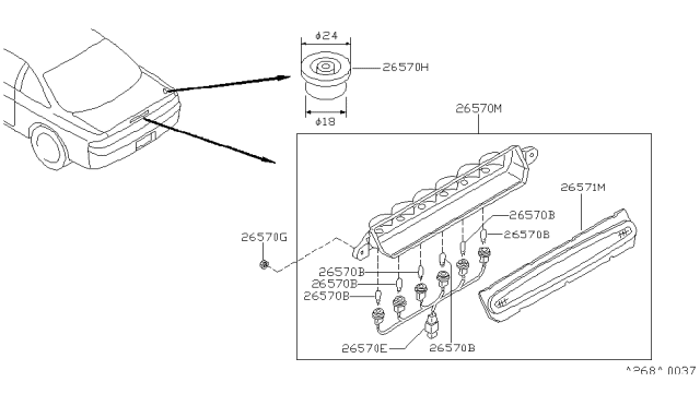 1997 Nissan 240SX Lens-Stop Lamp Diagram for 26591-65F01