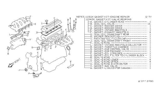 1996 Nissan 240SX Gasket Kit-Engine Repair Diagram for 10101-70F27