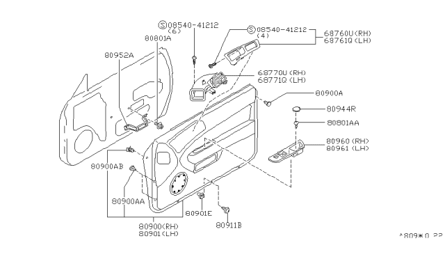 1997 Nissan 240SX Grille-Ventilator,RH Diagram for 68760-65F00