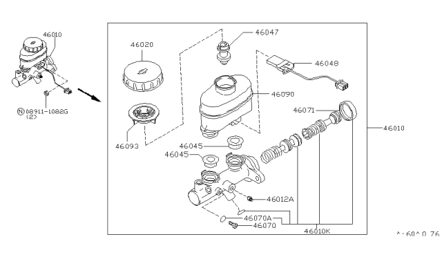 1998 Nissan 240SX Cylinder Assy-Brake Master Diagram for 46010-81F21