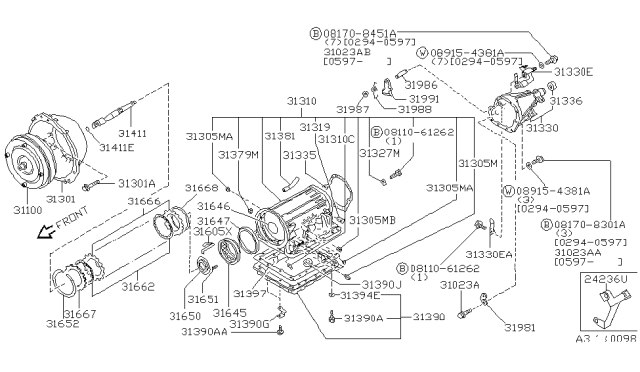 1998 Nissan 240SX Torque Converter,Housing & Case Diagram
