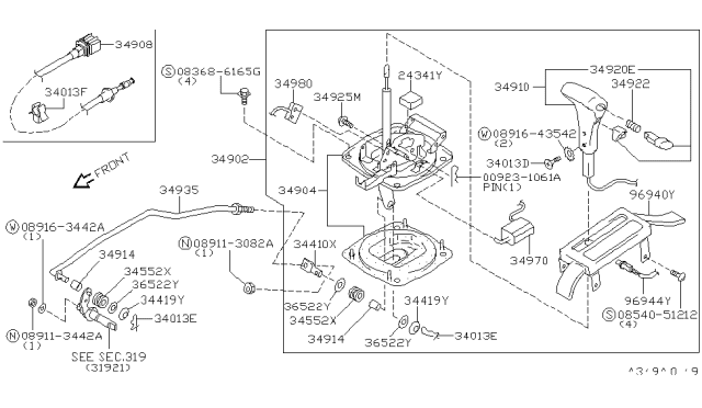1996 Nissan 240SX Auto Transmission Control Device Diagram