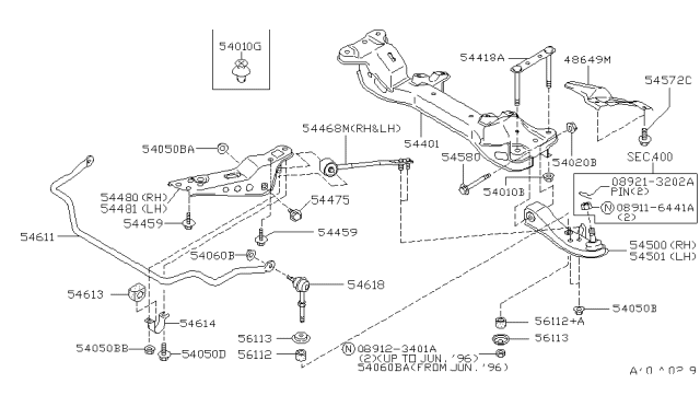 1996 Nissan 240SX Clamp-Stabilizer Diagram for 54614-65F00