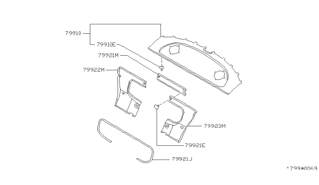 1996 Nissan 240SX Rear & Back Panel Trimming Diagram