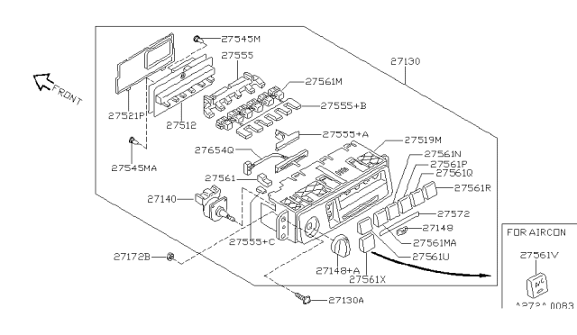 1995 Nissan 240SX Control Assembly Diagram for 27515-70F01