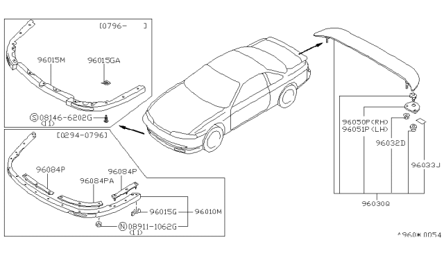 1995 Nissan 240SX Air Spoiler Diagram