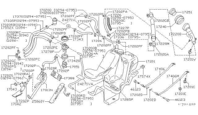 1997 Nissan 240SX Filler Cap Assembly Diagram for 17251-79913