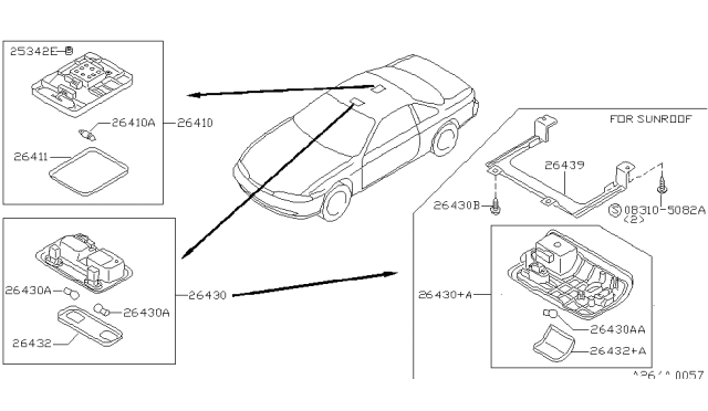 1995 Nissan 240SX Lamp Assembly-Map Diagram for 26430-65F00