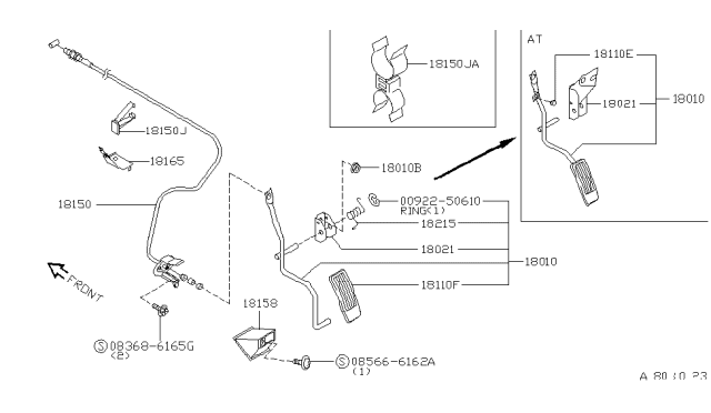 1997 Nissan 240SX Wire Assy-Accelerator Diagram for 18201-70F00