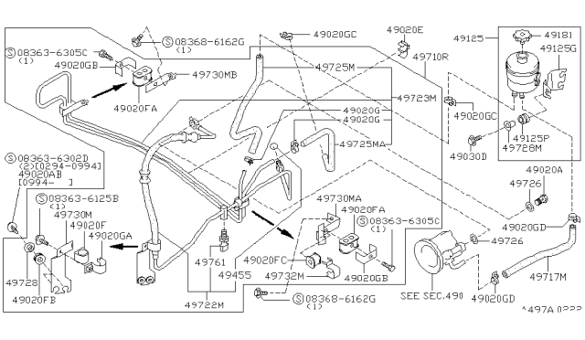 1995 Nissan 240SX Power Steering Piping Diagram
