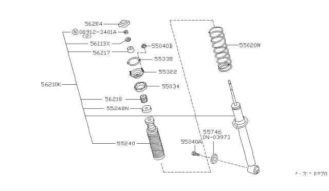 1996 Nissan 240SX ABSORBER Shock Diagram for 56210-70F25