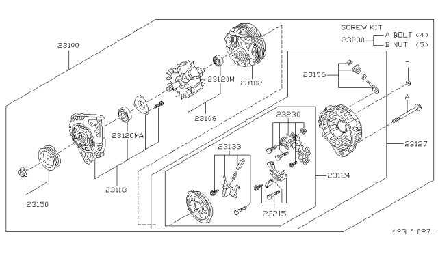1995 Nissan 240SX Pulley Assy Diagram for 23150-70F00
