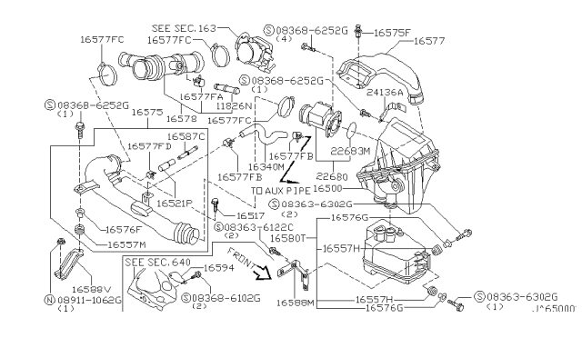 1995 Nissan 240SX RESONATOR Assembly Diagram for 16585-70F00