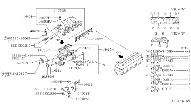 1996 Nissan 240SX Support-Manifold Diagram for 14018-70F00