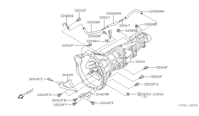 1996 Nissan 240SX Manual Transmission Diagram for 320B0-70F00