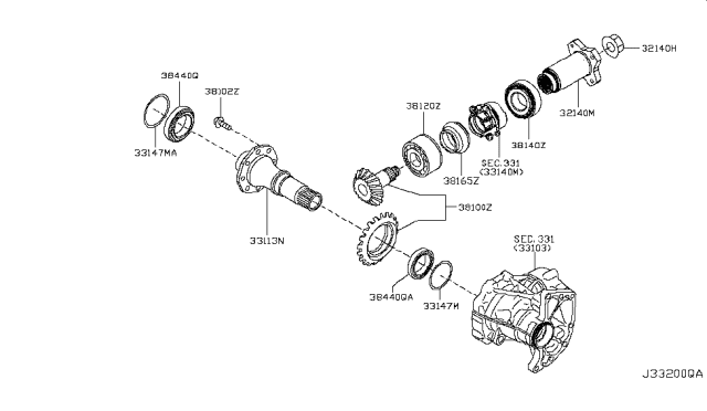 2019 Nissan Altima FLANGE Assembly Companion Diagram for 38210-6CA0A
