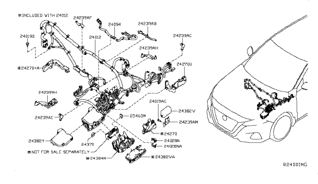 2019 Nissan Altima Harness Assy-Engine Room Diagram for 24012-6CA5B