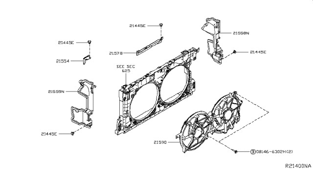 2019 Nissan Altima Radiator,Shroud & Inverter Cooling Diagram 1