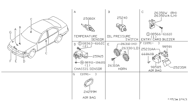 1993 Nissan Maxima Buzzer Assy-Entry Card Diagram for 25640-85E11