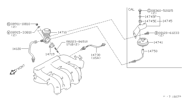 1994 Nissan Maxima EGR Parts Diagram 1