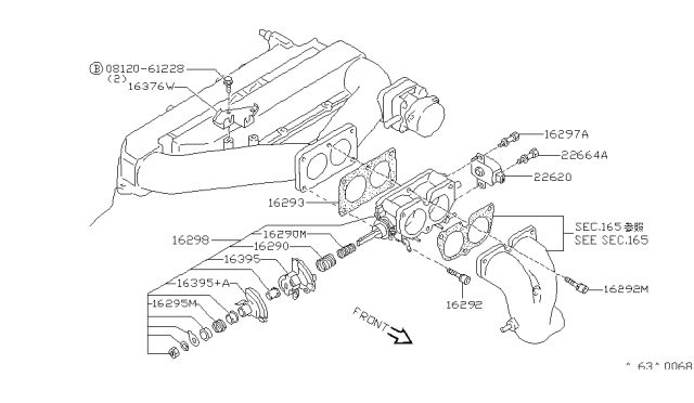 1993 Nissan Maxima Gasket-Throttle Chamber Diagram for 16175-89E00