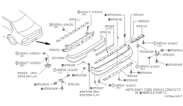 1992 Nissan Maxima Rear Bumper Diagram