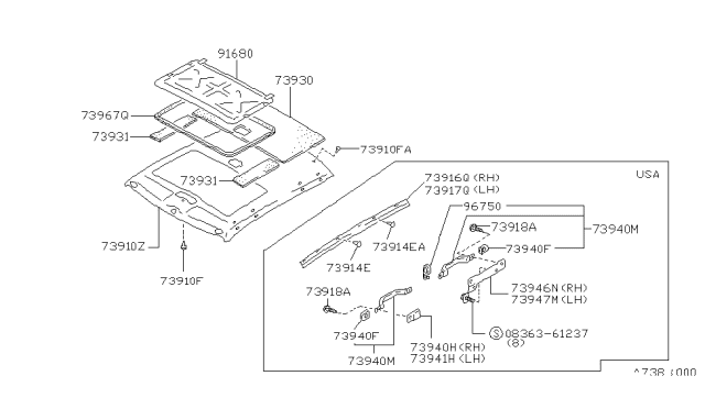 1990 Nissan Maxima Roof Trimming Diagram 2