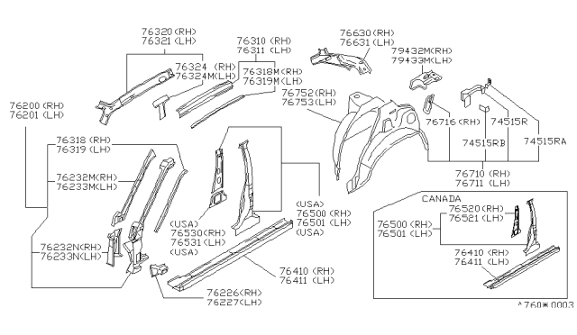 1993 Nissan Maxima Body Side Panel Diagram