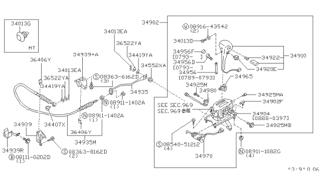 1993 Nissan Maxima Plate-Position Diagram for 36406-42G00
