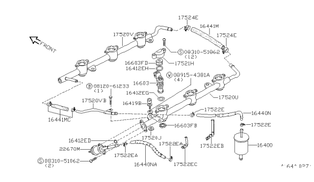 1993 Nissan Maxima Filter Fuel Diagram for 16400-F5100