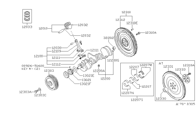 1992 Nissan Maxima Ring-Snap Diagram for 12032-F6500