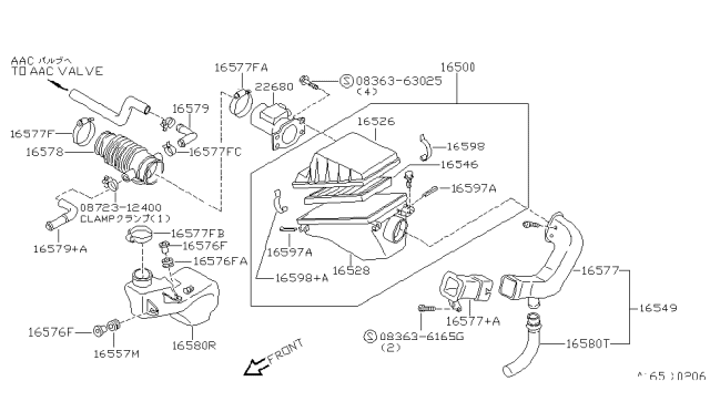 1992 Nissan Maxima Pipe-Blow By Diagram for 16579-85E00