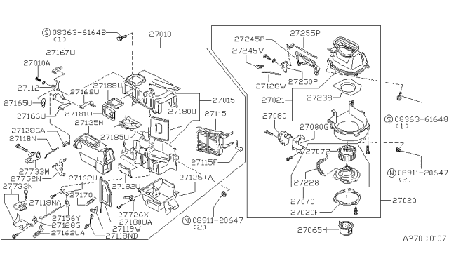 1993 Nissan Maxima Mode Actuator Assembly Diagram for 27731-40F00