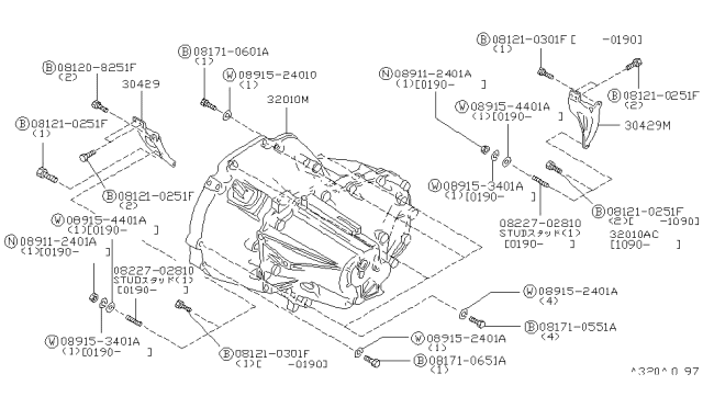 1992 Nissan Maxima Manual Transmission Assembly Diagram for 32010-96E07