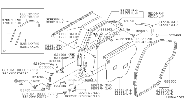 1993 Nissan Maxima Hinge-Rear Door Lower RH Diagram for 82420-85E10