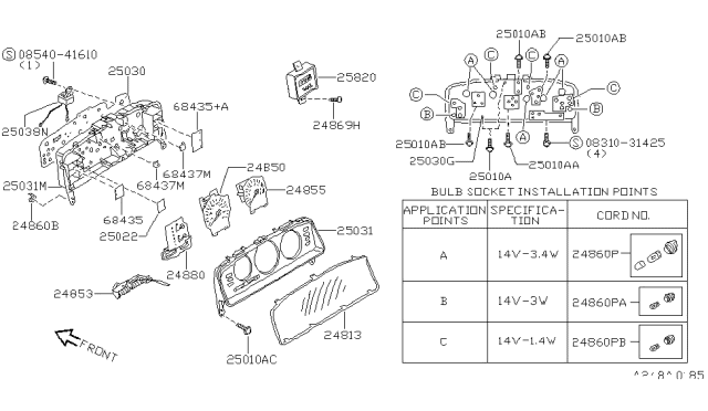 1992 Nissan Maxima Plate Assy-Printed Circuit Diagram for 24814-85E00