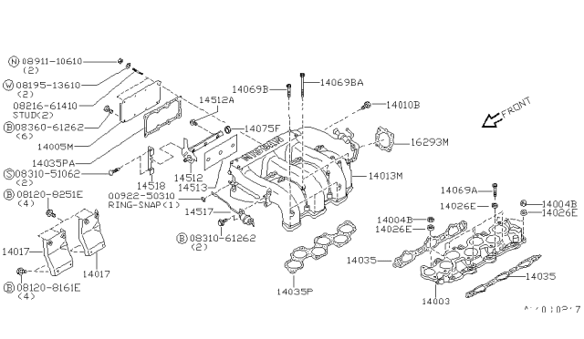 1994 Nissan Maxima Gasket-Manifold B Diagram for 14032-89E01