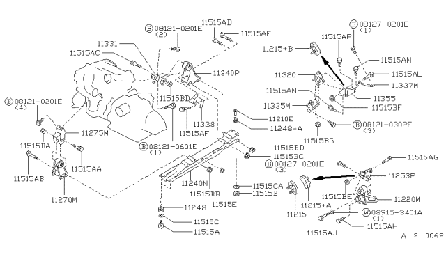 1994 Nissan Maxima Engine & Transmission Mounting Diagram 2