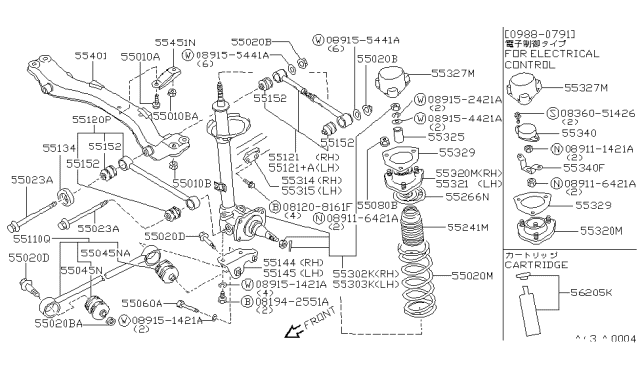 1989 Nissan Maxima Strut Mounting Insulator Assembly Driver Side Diagram for 55321-51E00