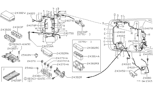 1992 Nissan Maxima Cable Assy-Battery To Starter Motor Diagram for 24110-96E10