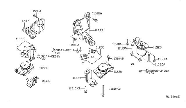 2019 Nissan Frontier Engine & Transmission Mounting Diagram 1