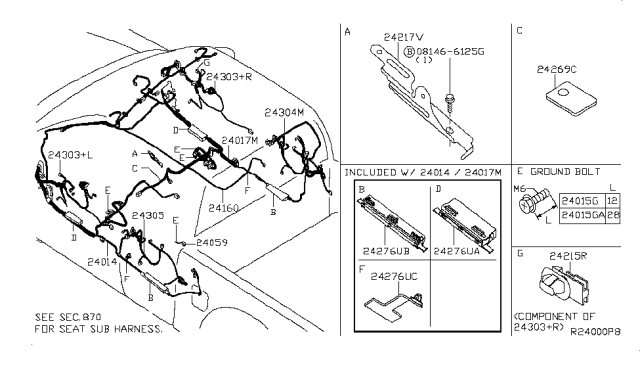 2008 Nissan Frontier Harness-Body Diagram for 24014-ZP50C