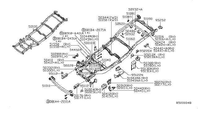 2014 Nissan Frontier Member Assembly-Cross,9TH Diagram for 51090-EA030