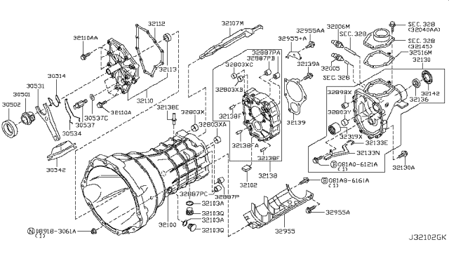2019 Nissan Frontier Bearing-Clutch Release Diagram for 30502-69F1A