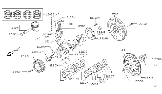2005 Nissan Frontier Bearing-Connecting Rod Diagram for 12111-EA200