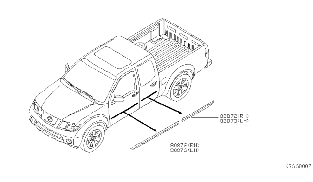 2007 Nissan Frontier Body Side Molding Diagram 1